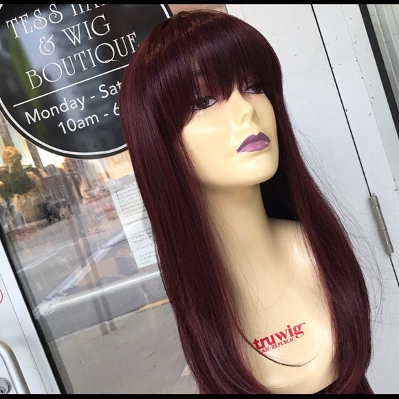 Accessories - Red wine bangs BURGUNDY wig 2020 wig ON SALE